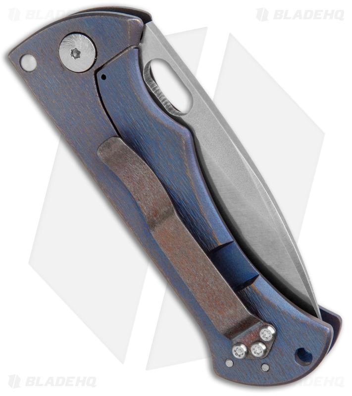 John Gray Knives Custom Bloodshark Frame Lock Knife Blue Ti Thick Blade
