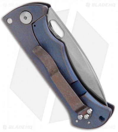 John Gray Knives Custom Bloodshark Frame Lock Knife Blue Ti Thick Blade