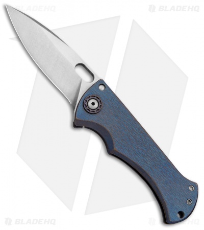 John Gray Knives Custom Bloodshark Frame Lock Knife Blue Ti Thick Blade