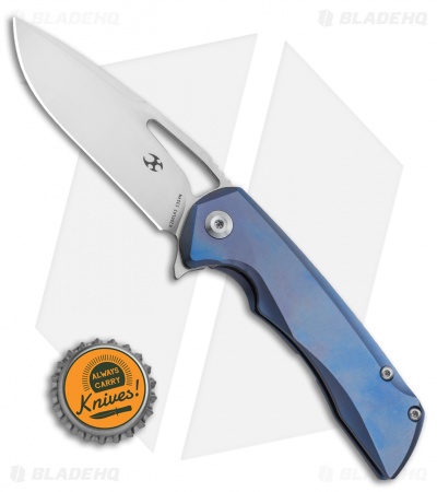 Kansept Knives Mini Kryo Frame Lock Knife Flipper Blue Ti (2.9" Satin)