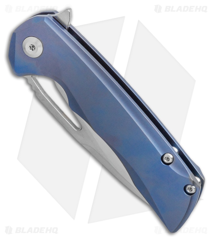 Kansept Knives Mini Kryo Frame Lock Knife Flipper Blue Ti (2.9" Satin)