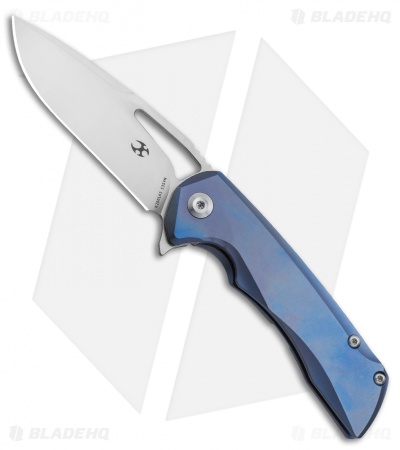 Kansept Knives Mini Kryo Frame Lock Knife Flipper Blue Ti (2.9" Satin)