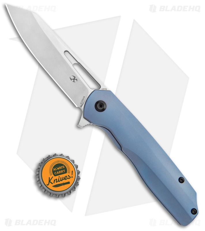 Kansept Knives Shard Frame Lock Knife Blue Titanium Handle (3.5" Satin)