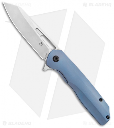 Kansept Knives Shard Frame Lock Knife Blue Titanium Handle (3.5" Satin)