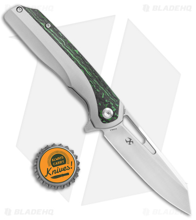 Kansept Knives Left Hand Shard Frame Lock Knife Ti/CF  Jungle Wear (3.5" Satin)
