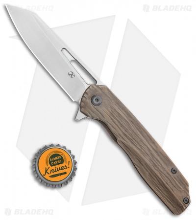 Kansept Limited Ed. Shard Frame Lock Wood Textured Ti (3.46" Satin) K1006
