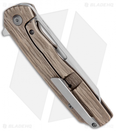 Kansept Limited Ed. Shard Frame Lock Wood Textured Ti (3.46" Satin) K1006