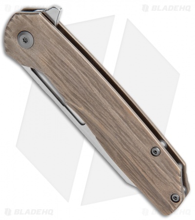 Kansept Limited Ed. Shard Frame Lock Wood Textured Ti (3.46" Satin) K1006