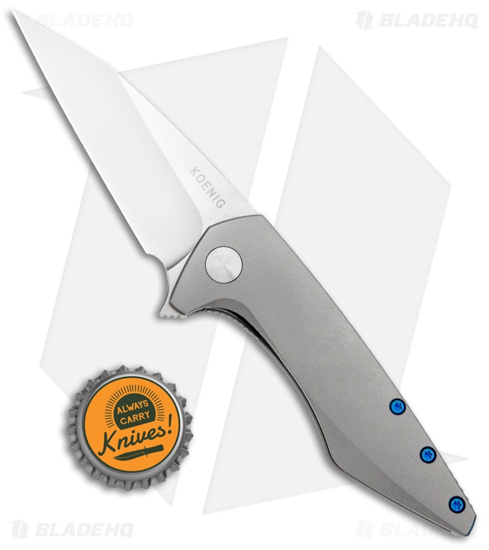 Koenig Mini Goblin Frame Lock Knife Bead Blast Titanium (3" Stonewash)