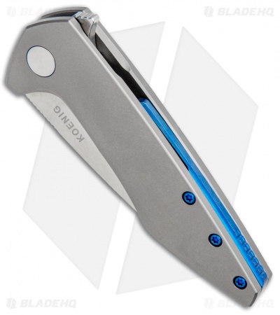Koenig Mini Goblin Frame Lock Knife Bead Blast Titanium (3" Stonewash)