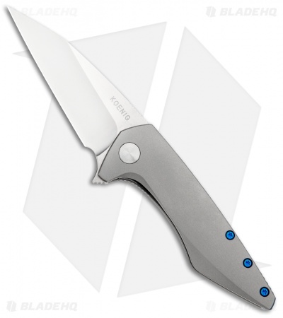 Koenig Mini Goblin Frame Lock Knife Bead Blast Titanium (3" Stonewash)
