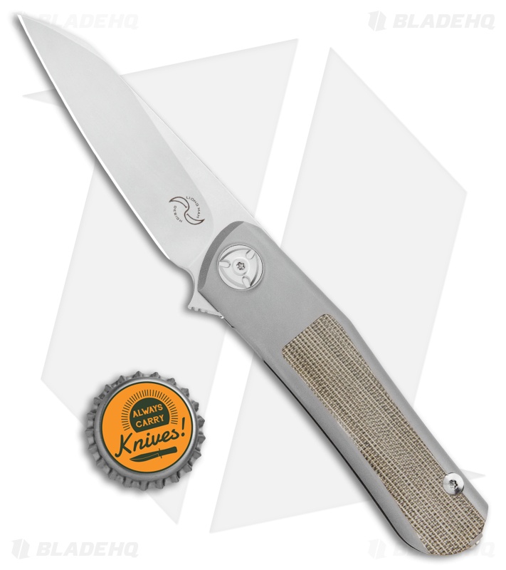 Liong Mah Design Hawk Flipper Frame Lock Knife Green Micarta (3.25" Stonewash)