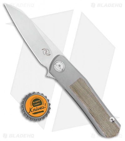 Liong Mah Design Hawk Flipper Frame Lock Knife Green Micarta (3.25" Stonewash)