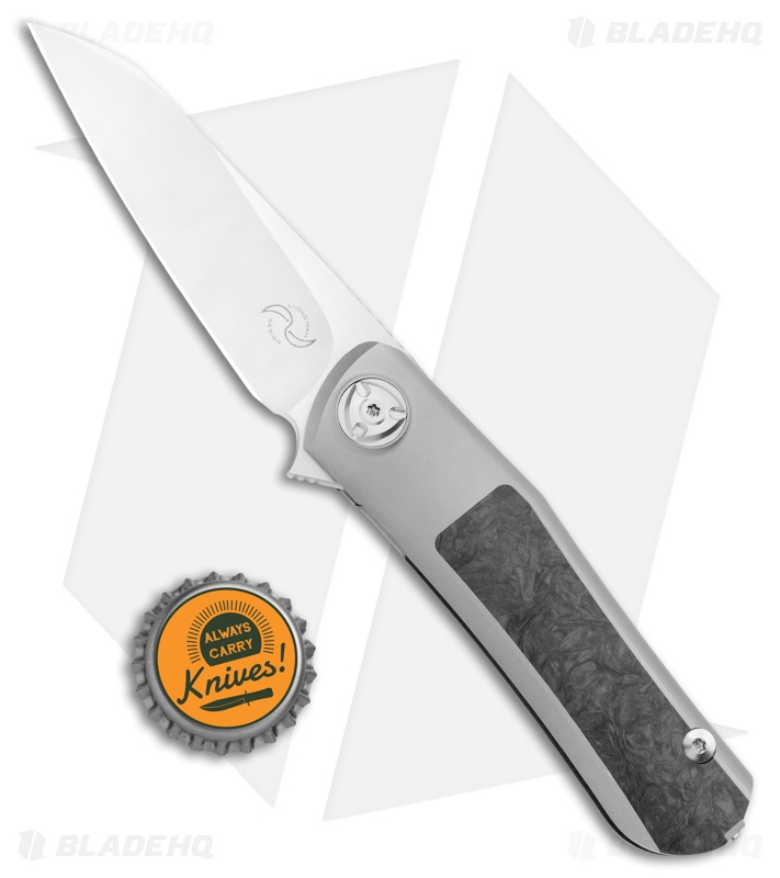 Liong Mah Design Hawk Flipper Frame Lock Knife Titanium/CF (3.25" Satin)