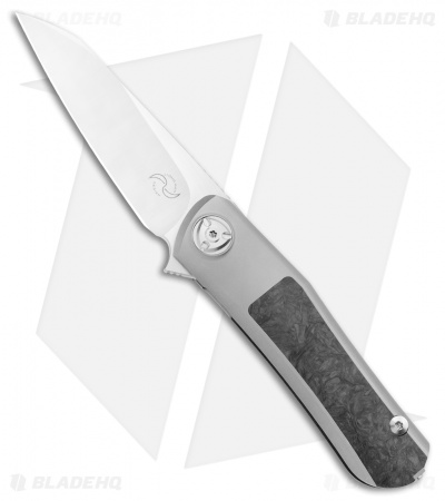 Liong Mah Design Hawk Flipper Frame Lock Knife Titanium/CF (3.25" Satin)