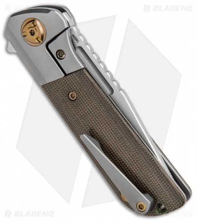 Liong Mah Design Lanny Flipper Knife OD Green Micarta (3.25" Satin)