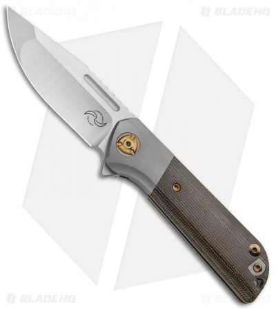 Liong Mah Design Lanny Flipper Knife OD Green Micarta (3.25" Satin)