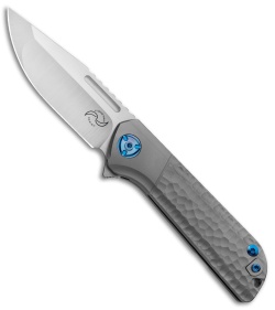 Liong Mah Design Lanny Flipper Knife Textured Titanium (3.25" Satin M390)