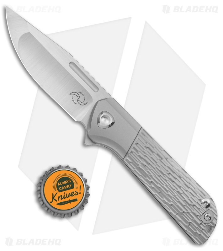 Liong Mah Design Lanny V2  Flipper Knife Textured Titanium (3.25" Satin)