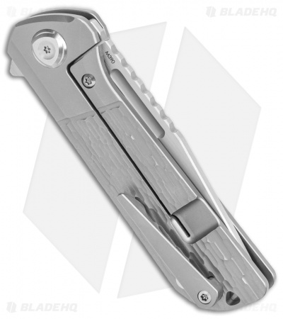 Liong Mah Design Lanny V2  Flipper Knife Textured Titanium (3.25" Satin)