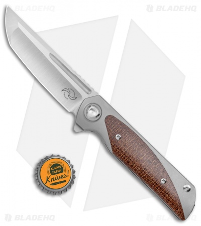 Liong Mah Design Warrior 2V3 Frame Lock Knife Burlap Micarta (3.75" Satin M390)