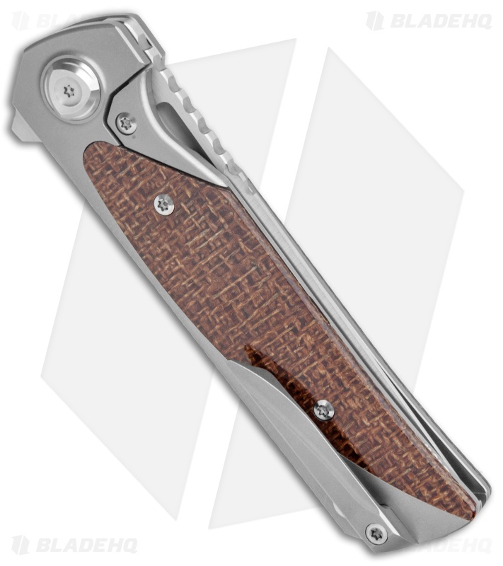 Liong Mah Design Warrior 2V3 Frame Lock Knife Burlap Micarta (3.75" Satin M390)