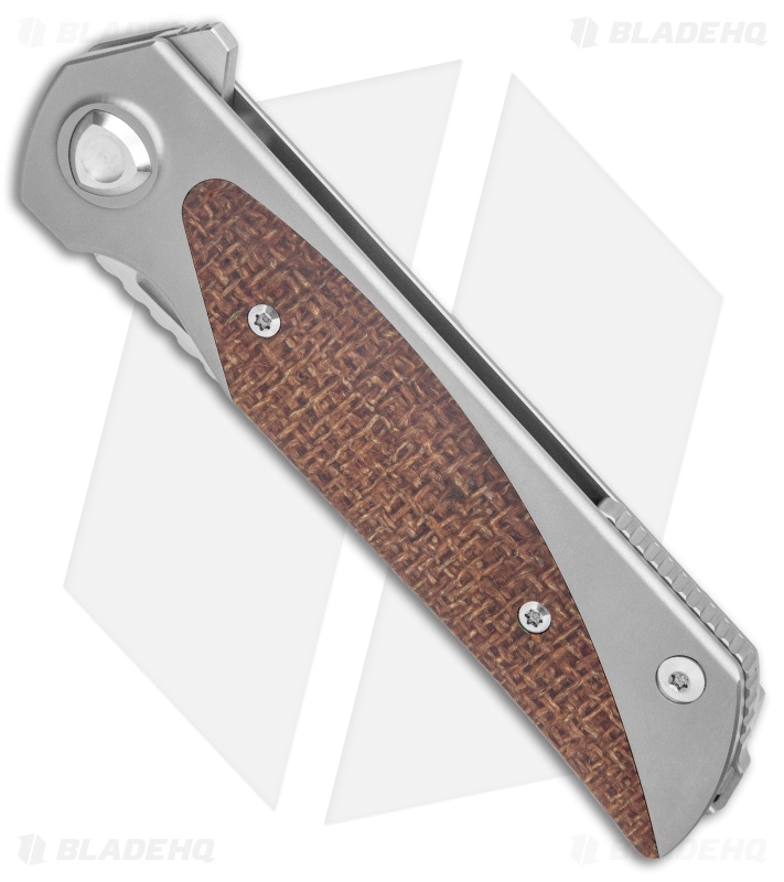 Liong Mah Design Warrior 2V3 Frame Lock Knife Burlap Micarta (3.75" Satin M390)