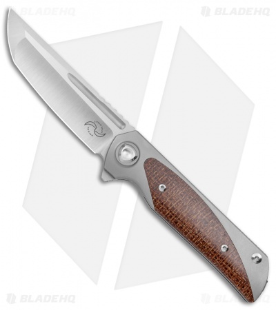 Liong Mah Design Warrior 2V3 Frame Lock Knife Burlap Micarta (3.75" Satin M390)