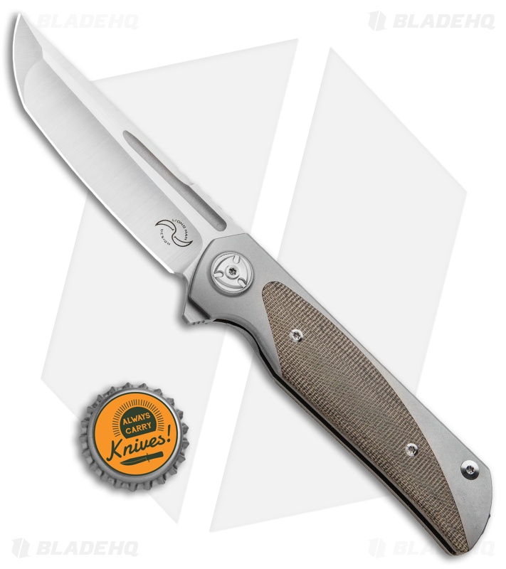 Liong Mah Design Warrior V2 Knife Green Canvas Micarta (3.6" Satin M390)