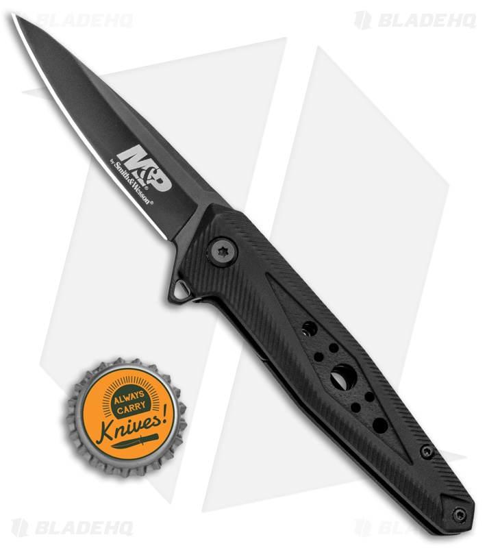 M&P U.G. Liner Lock Knife Black Rubber (2.75" Black) 1100074