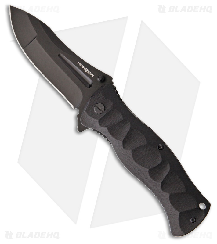 MARSER Kampfer 21 Manual Folding Knife Black G-10 (3.625" Black)
