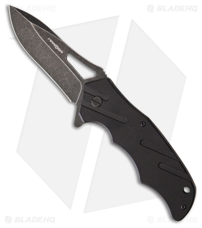 MARSER Kampfer Ka-22 Liner Lock Knife Black G-10 (3.25" Black Stonewash)