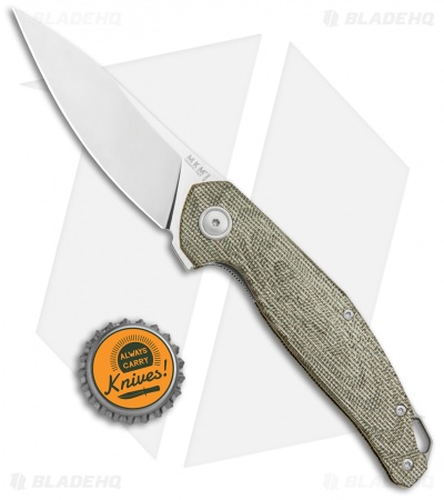 MKM Anso Goccia Liner Lock Flipper Knife Green Micarta (3.25" Satin) 