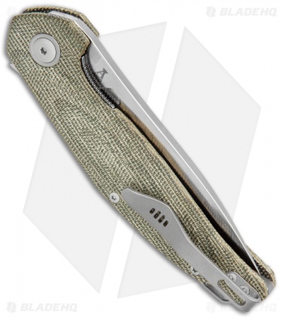 MKM Anso Goccia Liner Lock Flipper Knife Green Micarta (3.25" Satin) 