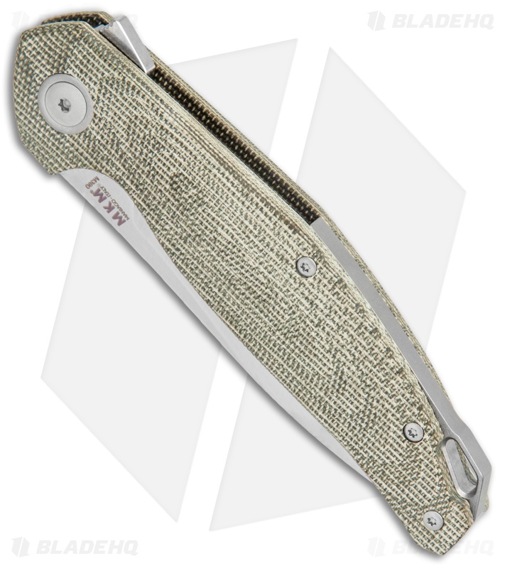 MKM Anso Goccia Liner Lock Flipper Knife Green Micarta (3.25" Satin) 