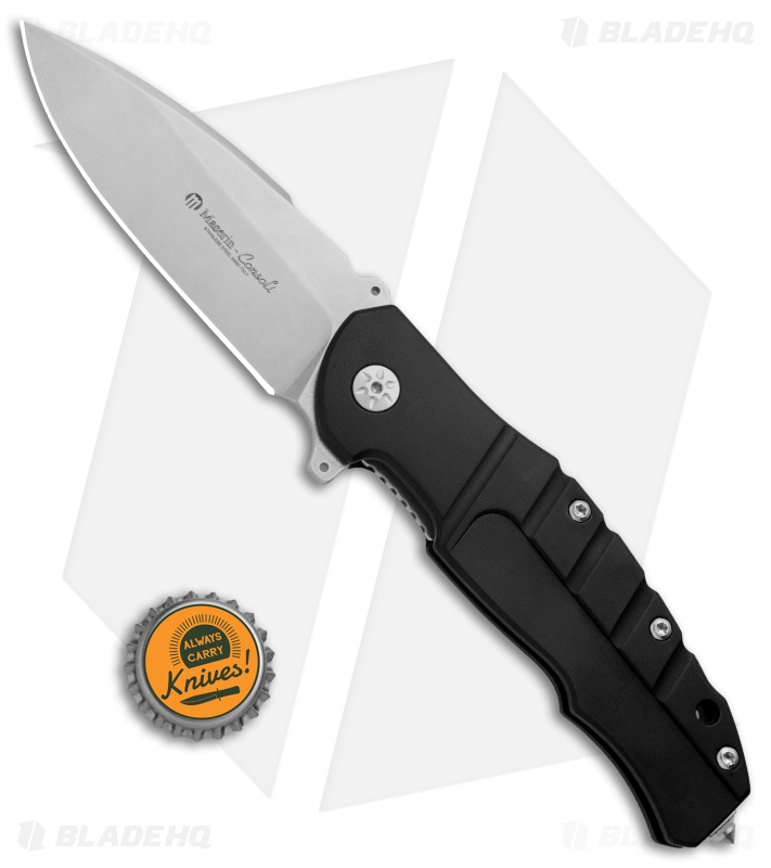 Maserin Sergio Consoli Pitbull Liner Lock Flipper Knife Black (3.6" SW) 404/N