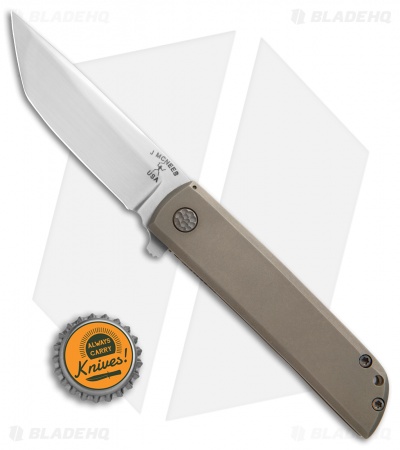 McNees Custom Slim Tanto Frame Lock Knife Bronze Ti (3.125" Hand Rubbed Satin)