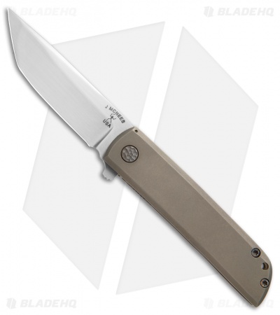 McNees Custom Slim Tanto Frame Lock Knife Bronze Ti (3.125" Hand Rubbed Satin)