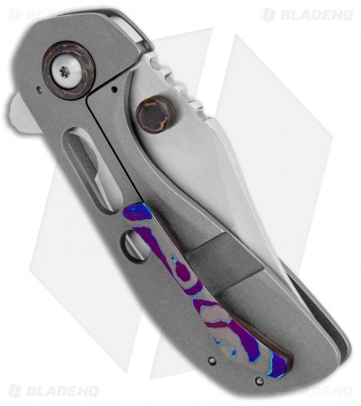 Nova Blades Radioactive Termite Bowie Flipper Knife Tianium  (2.75" Satin )