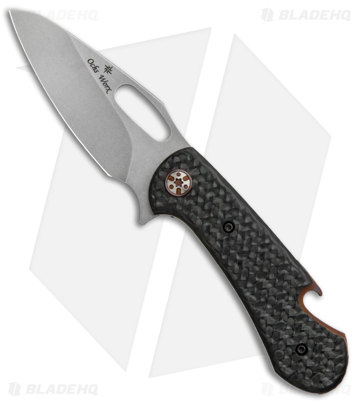 Ochs Worx Custom Lagoon Flipper Knife Textured Carbon Fiber (2.8" Stonewash)