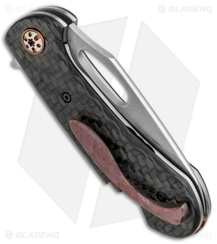 Ochs Worx Custom Lagoon Flipper Knife Textured Carbon Fiber (2.8" Stonewash)