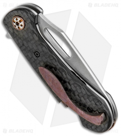 Ochs Worx Custom Lagoon Flipper Knife Textured Carbon Fiber (2.8" Stonewash)