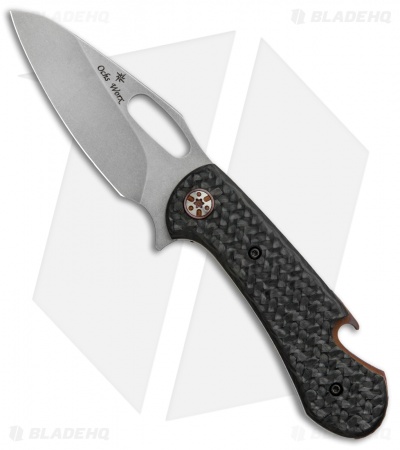 Ochs Worx Custom Lagoon Flipper Knife Textured Carbon Fiber (2.8" Stonewash)