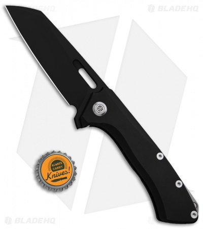 PMP Knives Revenge Frame Lock Flipper Knife Black Ti (3.75" Wharncliffe)