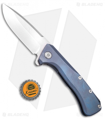 PMP Knives Revenge II Frame Lock Knife Blue Titanium  (3.75" Stonewash M390)