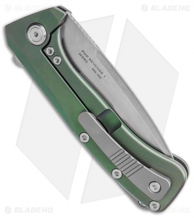 PMP Knives Revenge II Frame Lock Knife Green Titanium  (3.75" Stonewash M390)