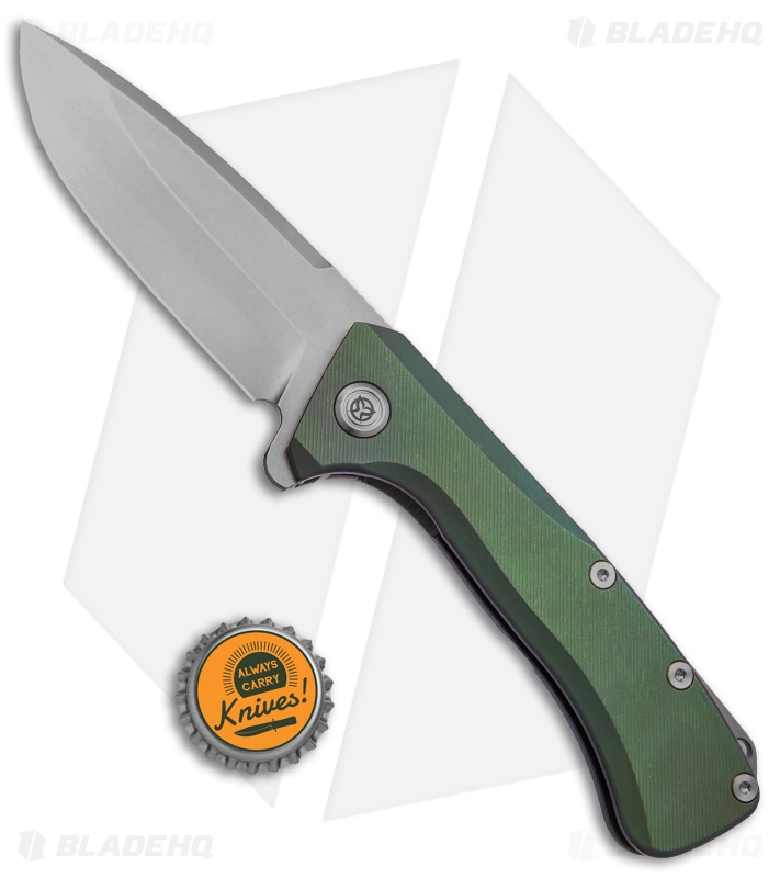 PMP Knives Revenge II Frame Lock Knife Green Titanium  (3.75" Stonewash M390)