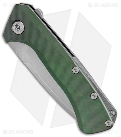 PMP Knives Revenge II Frame Lock Knife Green Titanium  (3.75" Stonewash M390)