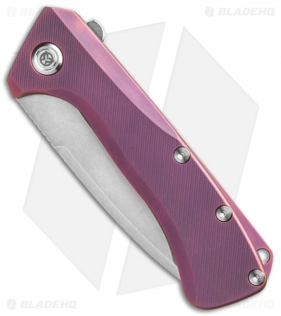 PMP Knives Revenge II Frame Lock Knife Purple Titanium  (3.75" Stonewash M390)