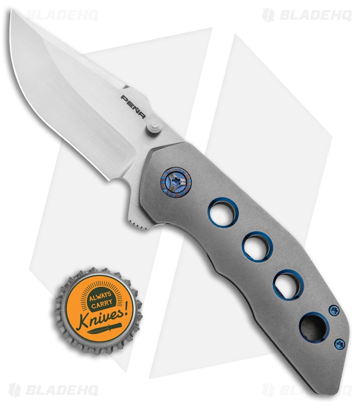 Pena Knives Custom Rhino Flipper Knife Moku Ti Clip & Collar (3